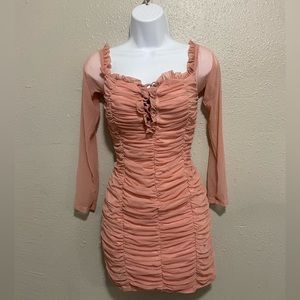Mauve Pink long sleeve rugged dress